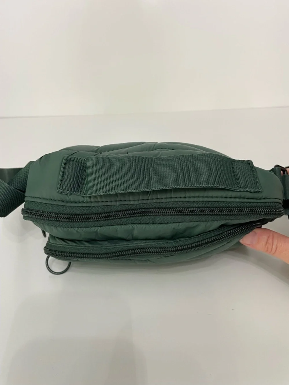 Lands End Ultra Light Quilted Forest Green Puffer Adjustable Crossbody Bag Cabin